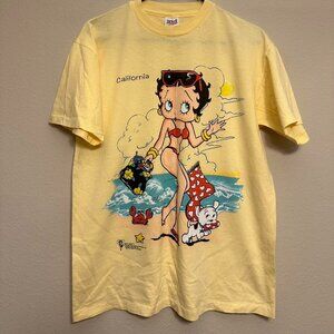 Vintage 1997 Betty Boop California Beach Yellow Tee Size: Large